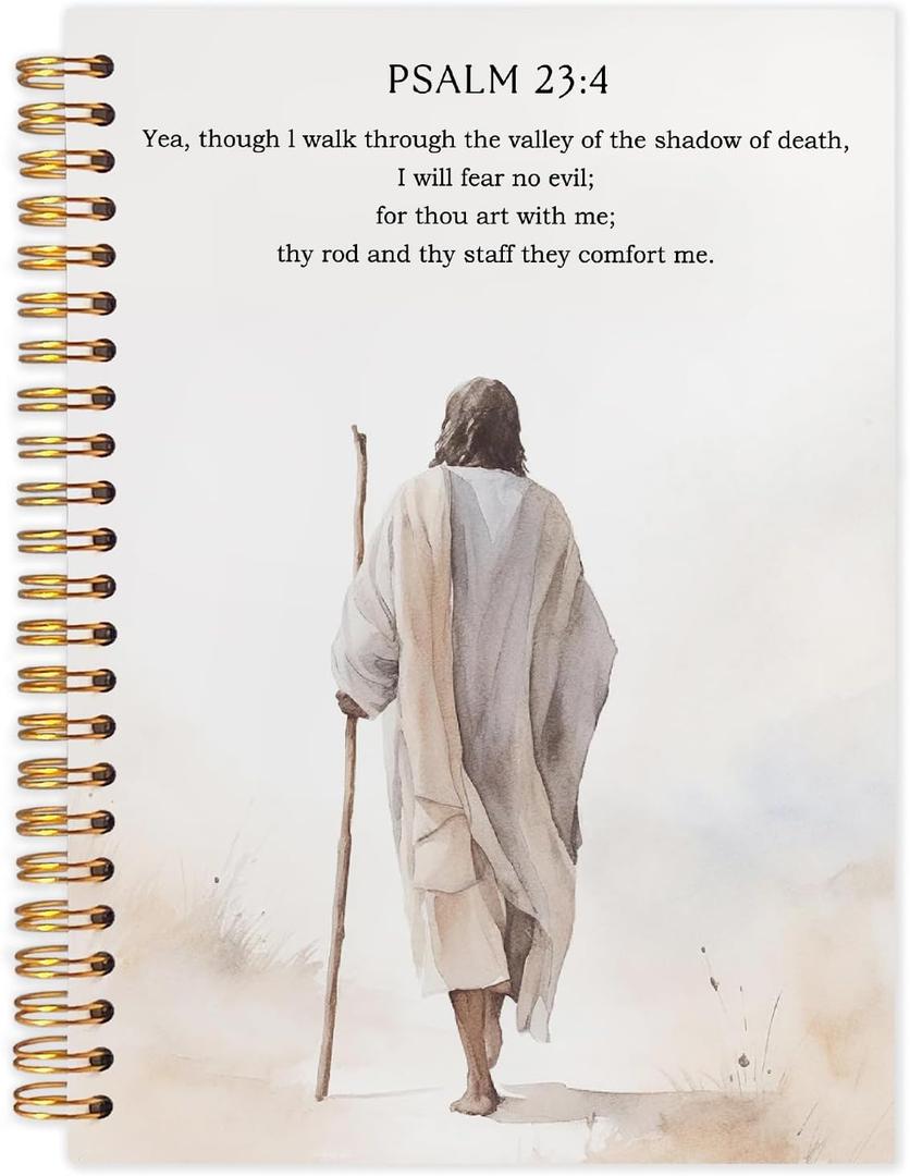 Likjad Christian Jesus Spiral Notebook Journal 5.5x8.3, Psalm 23 Bible Prayer Scripture Journals for Writing, Christian Jesus Gifts for Women, Bible Verse Hardcover Notebooks for Note Taking
