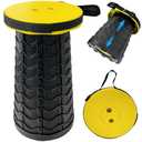 Collapsible Portable Stool, 440lbs Load Capacity Folding Stool with Adjustable Height, Carrying Strap - Telescoping Camping Stool for Camping, Hiking, Fishing, Travel, BBQ (Yellow)