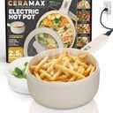 Ceramax PRO 2.5L Electric Hot Pot with Lid & Steamer, All in 1 Non Toxic Ceramic Cooker Skillet Hotpot and Deep Fryer Pot for Ramen, for Dorms, Camping, RVs, Adjustable Temp. - New Improved 2026 Model