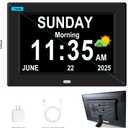 7 Digital Alarm Clock for Elderly Large Display for Seniors Electric Clocks with Date Day of Week 12 Alarms 4 Colors Desk Wall Calendar Clocks for Memory Loss Alzheimers Dementia Auto DST/Dimmer