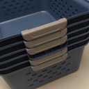 IRIS USA Plastic Storage Basket, 6-Pack, Medium, Shelf Basket Storage Organizer for Pantry, Cabinet, Bedroom, Closet, Laundry Room, Eco-Friendly, Navy