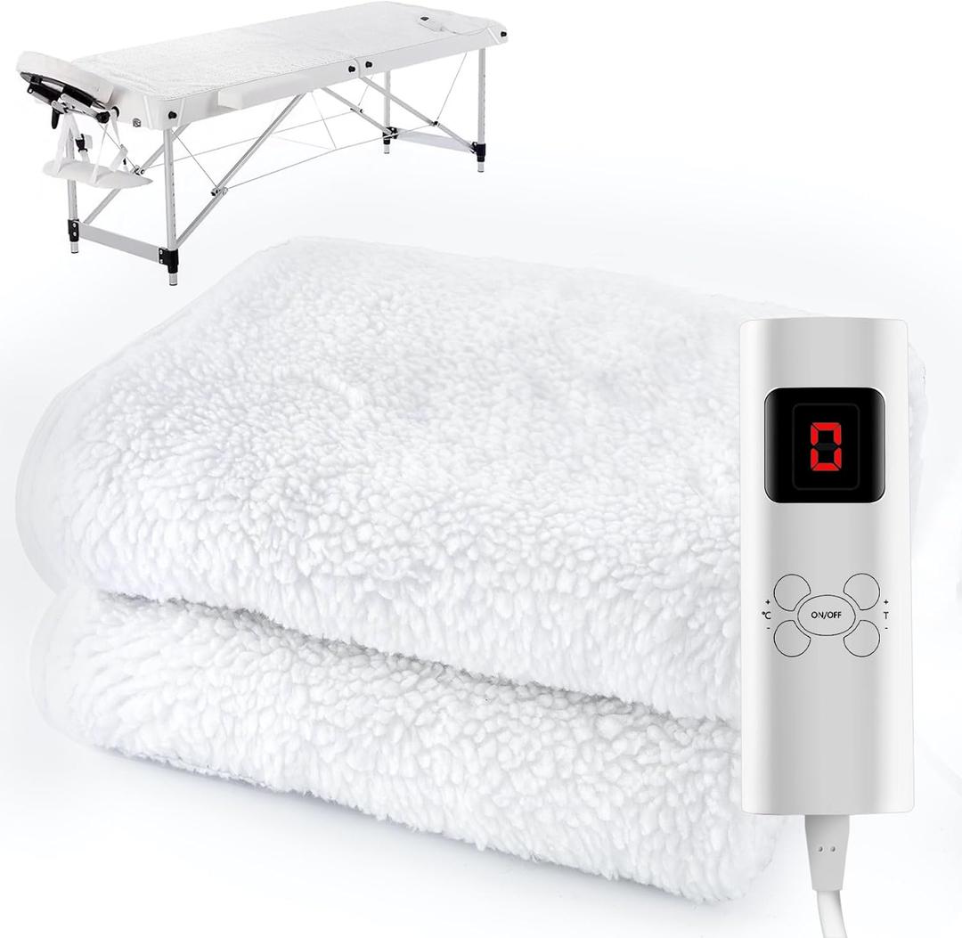 Massage Table Warmer Pads Heated Mattress Pad 9 Heat Settings Professional SPA Bed Warmer (71" x 30"), Digital Heat Control Pad Electric Heating Pad, w/Overheat Protection for Massage Bed & Spa, White