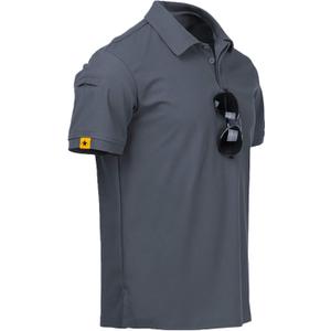 ZITY Mens Polo Shirt Short Sleeve Sports Tactical T-Shirt Athletic Golf Polos Daily Casual Stylish Collared Shirts for Men (Large, Grey)