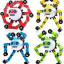 4 PCS Transformable Fidget Spinners Toys for Kids and Adults Stress Relief Sensory Toy for Boys Girls Autism Cool Fingertip Gyros for Teens Men Birthdays Valentines Day Gifts for Travel Toys (4 Pcs (Red+yellow+green+bluek))