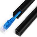 85in Corner Cable Concealer, One-Cord Corner Duct, Paintable Cord Cover, Cable Management Channel for Wall, Floor Baseboard, Ceiling - 5 X L 17in, Black