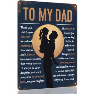 5 x To My Dad Decor Sign  Best Dad Gifts from Daughter, Sentimental Gifts for Dad, Fathers Day or Birthday Gifts for Dad, Vintage Aluminum Plaque by Opix Design 11x8.3 in. for Home, Office, Man Cave