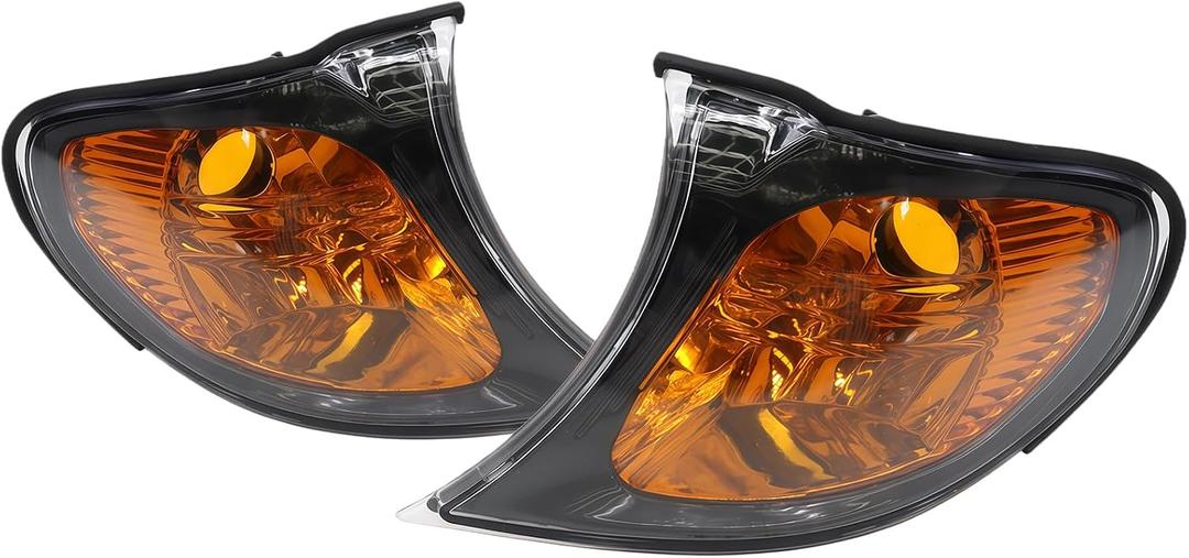 2PCS Turn Signal Corner Light Lamp Compatible with E46 3 Series 325i 325Xi 330i 330Xi 2002-2005 Signal Marker Light Amber Lens Left Right Front Parking Light Housing 63137165859 63137165860
