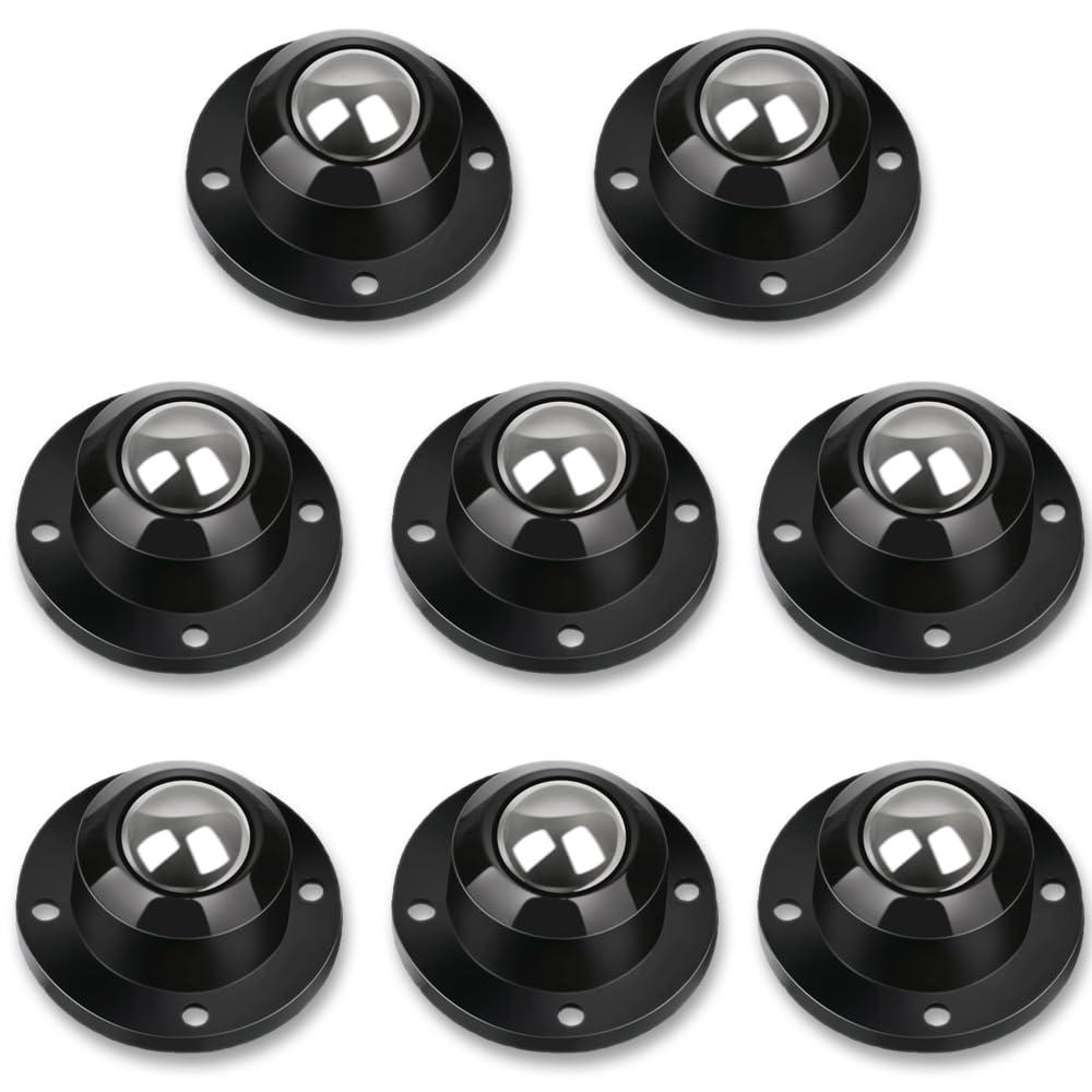 Dear Self Adhesive Caster Wheels for Furniture, Storage Box, Trash Can - Stainless Steel Universal 360 Degree Rotating 0.8 Inch Low Profile Swivel Wheels - Black 8 Pack