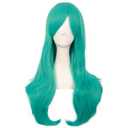 8 Inch/70cm Women Side Bangs Long Curly Hair Cosplay Wig (Teal Green)