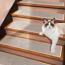 7 Pack Non Slip Stair Treads,8" X 30" Non Slip Carpet Stair Treads with Reusable Adhesive Rubber Backing,Staircase Step Treads Carpet Treads for Wooden Steps Indoor (Beige)