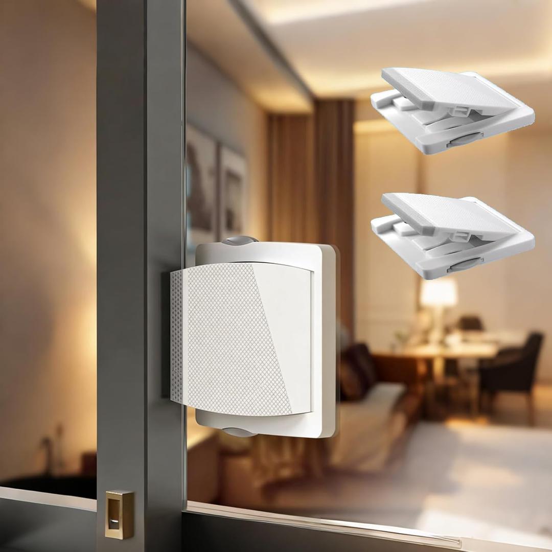 2 x 2Pcs Sliding Door Lock, Sliding Glass Door Child Lock, Suitable for Sliding Windows, Patio Doors, Sliding Closets, No Drilling, Easy to Install, Provides More Security