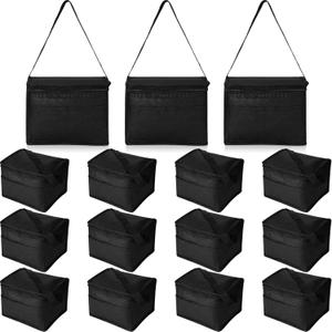 Nuogo 15 Pack Insulated Lunch Bags Bulk, Reusable Cooler Boxes, Leakproof Lunch Boxes Set, Waterproof Thermal Coolers, Insulated Beverage Bag for Women Men Work Picnic Beach(Black)