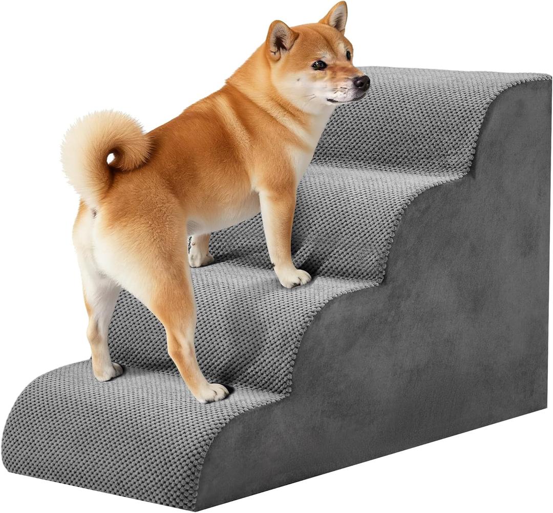 NEWBULIG 4-Step Dog Stairs, 20" H Dog Steps for Sofa and Chair, Non-Slip Sturdy Pet Steps for Small Dogs and Cats, Pet Ramp for High Bed Indoor