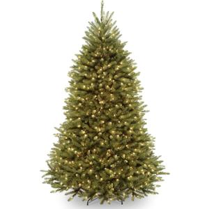 National Tree Company 6.5 ft Pre-Lit Dunhill Fir Artificial Christmas Tree, 650 Clear Lights, 1,838 Tips, Includes Stand, Green