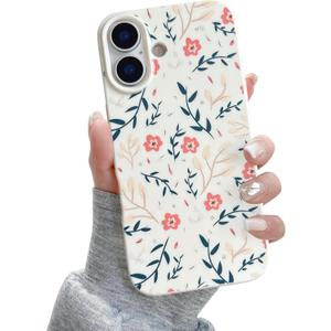QLTYPRI for iPhone 17 Case, Cute Pink Floral Flower Pattern Aesthetic Phone Case, Raised Camera Protection Soft Slim TPU Shockproof Protective Phone Cover for Girls Women - Branch Flower