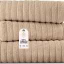 Classic Turkish Towels CTT - Luxury 3 Piece Jumbo Bath Sheets, 100% Turkish Cotton, Absorbent & Ultra Comfy Bath Towel Sheets for Hotels & Spa | 40"x65" (Almond Beige)