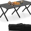 BOOSDEN Aluminum Folding Camping Table, Portable Foldable Picnic Table, Outdoor Lightweight Roll-up Camping Table, Collapsible Camp Table for Beach,Party, Patio, BBQ, Travel, Backyard (Black)