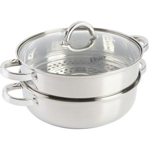 Oster Sangerfield 11-Inch Stainless Steel Everyday Cookware Pan with Steamer and Lid  Durable Nonstick Frying Skillet for Kitchen Cooking