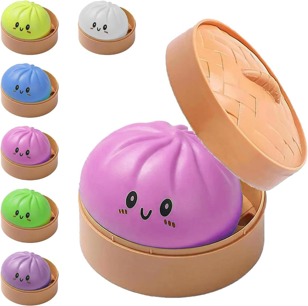 Dumpling Squishy Stress Balls Fidget Sensory Toy Mystery Dumpling Squishy Soft Squeeze Decompression Dough for Adults (Pink-A)