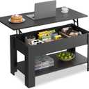 WLIVE Coffee Table, 39" Lift Top Coffee Table with Hidden Compartment, Storage Shelf and Lifting Top for Home Living Room, Office and Reception Room, Black