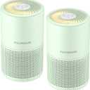 FULMINARE 2 Pack Air Purifiers for Home Bedroom H13 True HEPA Air Purifier, 3 Speeds, Timer, 24dB Quiet Air Cleaner With Night Light, Portable Small Desk Air Purifier for Smoke, Kitchen, Office, Green