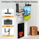 Motorized Pull Down TV Mount with Speaker Bracket Over Fireplace, Electric Height Adjustable Wall Mount for 32-70" TV up to 77lbs, Full Motion Swivel & Tilt, Remote Control, Max VESA 600x400mm