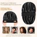 YANIBEST Silk Bonnet for Men Women Hair Bonnet for Sleeping Double Layer Satin Bonnet for Natural Curly Hair Unisex Sleep Cap (Black)