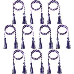 10 Pieces Graduation Cords Polyester Graduation Honor Braided Cords with Sewing Tassels for Bachelor, Master, Doctor 68" Long (Purple White)