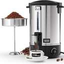 Commercial Coffee Urn, 110-Cup 16L Fast Brew Stainless Steel Hot Beverage Dispenser with Thermometer-Electric Hot Water Urn for Wedding, Party, Catering Events with Easy Cleaning(Double Wall)