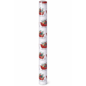 Christmas Wrapping Paper Jumbo Roll with Red Pom Pom, Classic Sled Design Gift Wrap Set for Christmas, Holiday, Party Celebration, 30 Inch X 40 Feet (100 sq. ft. ttl.)