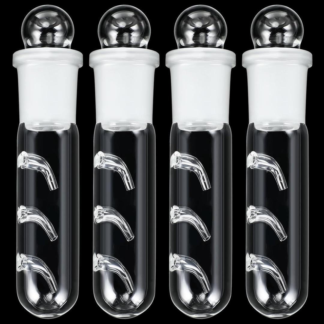 Qualirey 4 Pack Planaria Catch Trap for Aquarium Snail Leech Clear Glass Planaria Trap for Dwarf Shrimp Red Cherry Shrimp Tank(3 Holes)