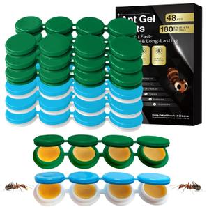 48 Pack Ant Killer Gel Bait, Long Lasting Indoor & Outdoor Ants Bait for Effective Ant Control, Safe & Easy to Use Pest Control for All Common Household Ants, Mess-Free Gel Stations (Blue)