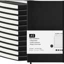 12 Pack Journal Notebooks College Ruled Notebook Classic Leather Hardcover Lined Journals for Writing Office School Home Business, 8.3 x 5.5, 100GSM Thick Paper, 160 Pages (Black, A5)