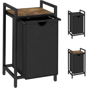 LAATOOREE Laundry Hamper, Two-Color Laundry Basket with Removable Laundry Bag and Top Shelf, Clothes Hamper for Samll Space,Laundry Room, Bedroom, Bathroom