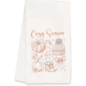 2 x Fall Towels Gifts for Women Men, Autumn Cozy Season Towels for Kitchen Bathroom Decor (16x24 inches)