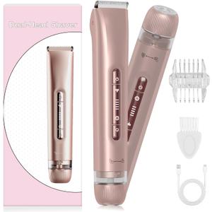 Bikini Trimmer for Women - 2025 New 2-in-1 Dual-Head Electric ShaverRechargeable Professional Painless Electric Razors, IPX7 Waterproof Body Hair Trimmer & Facial Hair Remover for Wet & Dry (Gold Rose)