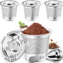 NESSUS K Cup Reusable Coffee Pods for Keurig 1.0, Stainless steel Reusable K Cups, Metal K Cups for Keurig Coffee Pods Reusable with Heat Resistant Handles and Coffee Scoop, NO BPA, 4 Pack