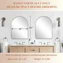 ANDY STAR Arched Mirror, 24 x 32 Inch Brushed Nickel Wall Mirror in Stainless Steel Metal Frame, Arch Top Rounded Corner 1 Inch Deep Set Design Wall Mount Hangs Vertical
