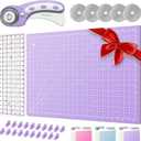 Rotary Cutter Set lavender - Quilting Kit incl. 45mm Rotary Cutter, 5 Replacement Blades, A2 Cutting Mat, Acrylic Ruler and Craft Clips - Ideal for Crafting, Sewing, Patchworking, Crochet & Knitting