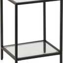 Modern 2-Tier Tempered Glass End Table - Stylish Black Metal Side Table for Small Spaces, Perfect for Living Room & Bedroom (Black, 1PCS)