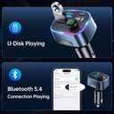 Syncwire Bluetooth 5.3 FM Transmitter Car Adapter 48W(PD 36W & 12W) [Light Switch] [Hi-Fi Deep Bass] [Fast Charging] Wireless Radio Music Adapter LED Display Hands-Free Calling Support USB Drive