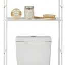 Home Zone Living Over-the-Toilet Bathroom Storage Organizer with 3-Tier Shelves and Adjustable Feet, Freestanding Steel Frame Design, White