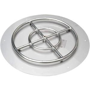 Stanbroil Stainless Steel 30" Round Flat Fire Pit Pan w/24 Fire Burner Ring Installed, BTU 296,000 Max