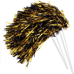 Anderson's Metallic Gold and Black Foil Textured School Spirit Shakers, Cheerleader Pom Poms, Football Basketball Homecoming Squad, Team, Party, Dance, Club, Performance, Fan Celebration Pack of 10