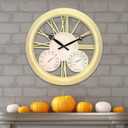 MUMTOP Outdoor Clock, Large Wall Clock with Thermometer and Hygrometer Combo, 15-inch Quartz Round Clock for Terrace Home Decor