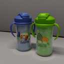 Dr. Brown's Milestones Insulated Sippy Cup with Straw and Handles, Spill-Proof Tumbler with Lid, 2-Pack, Blue & Green, 10 oz/300 mL, BPA Free, 12m+