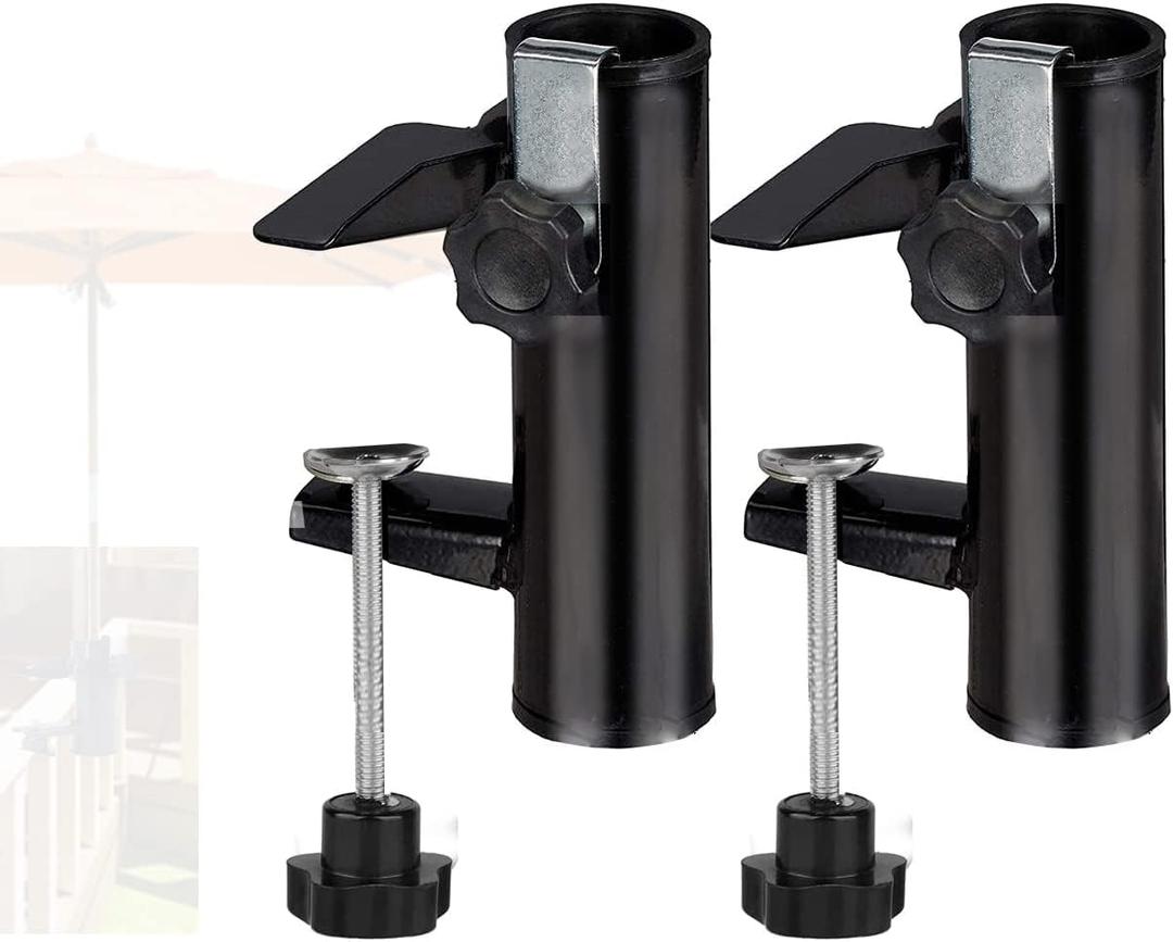 MILIMOLI 2 Pack Umbrella Clamp Umbrella Stand Bench Buddy Patio Umbrella Holder, Premium Umbrella Mount Clamp Umbrella Stand Fixed Clip for Beach Courtyard Balcony, Chair Umbrella with Clamp