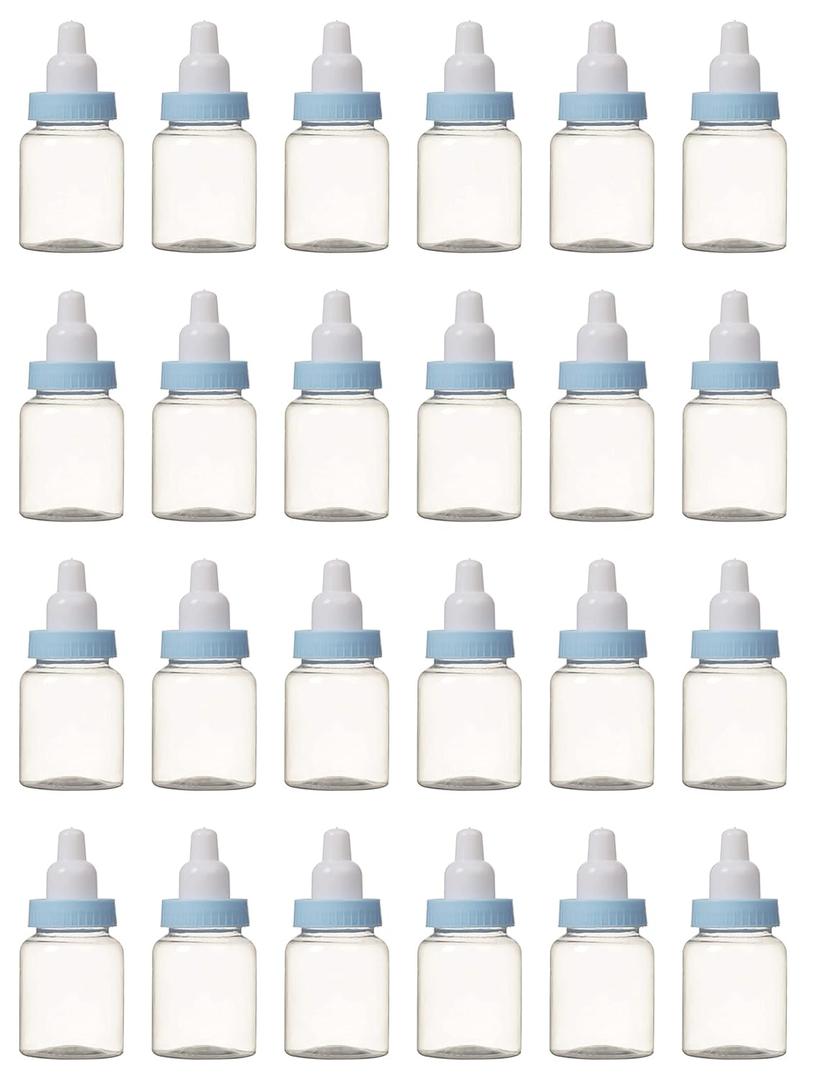 3.5 Inches Baby Bottle Shower Favor,Mini Plastic Candy Bottle,Baby Shower Supplies Boy Girl Newborn Baby Baptism Birthday Party Decor (2 Dozens, Blue) (24 Count (Pack of 1))
