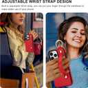 Folosu for iPhone 14 Pro Max Wallet Case with Card Holder, Hand Wrist Strap Loop Holder Kickstand, RFID Blocking Finger Grip Ring PU Leather Double Buttons Shockproof Cover 6.7" Red