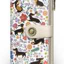 GIANCOMICS Dachshunds Dog Womens Wallet RFID Blocking, Puppy Flower Credit Card Holder Bifold, PU Leather Travel Billfold, Long Cute Cash Purse, Zipper Coin Pocket Clutch, Card Slot, Ladies Gift Woman